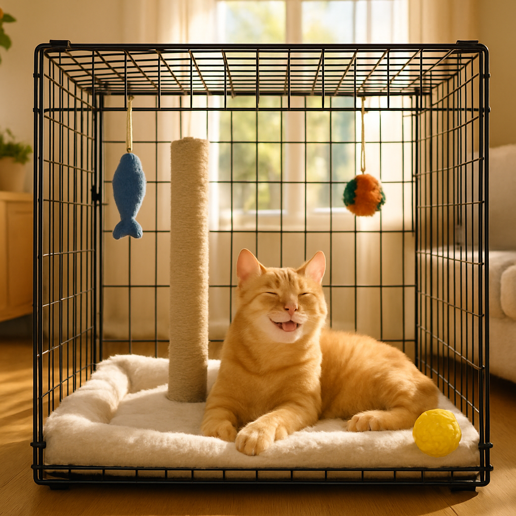 Chat dans une cage
