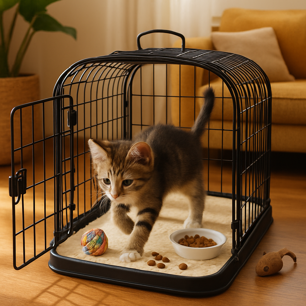 Chaton dans une cage